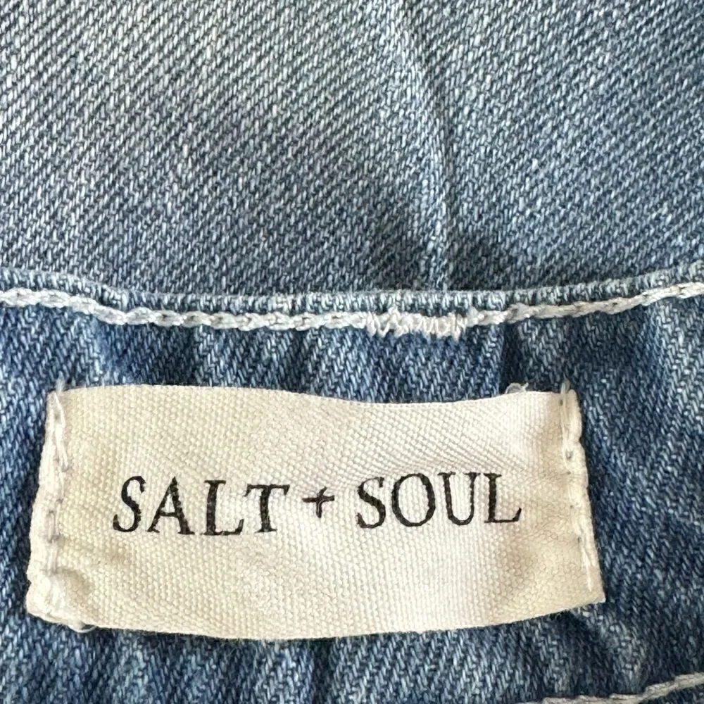 Salt + Soul jeans Womens Size Small High Rise Wide slouchy Leg Blue Cropped Boho